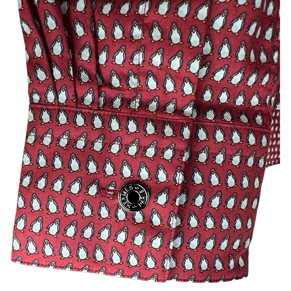 Hermes Penguin Imprinted Fitted Cotton Shirt 15 1/2 39 Blackcurrant France NWT - Picture 3 of 10
